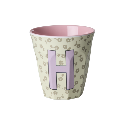 H - Middelgroot Beker - Flowers Cream - RICE 