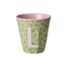 L - Middelgroot Beker - Flowers Soft Green - RICE
