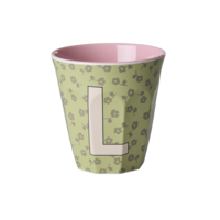 RICE - L - Middelgroot Beker - Flowers Soft Green