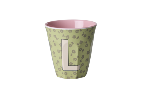 Rice L - Middelgroot Beker - Flowers Soft Green - RICE