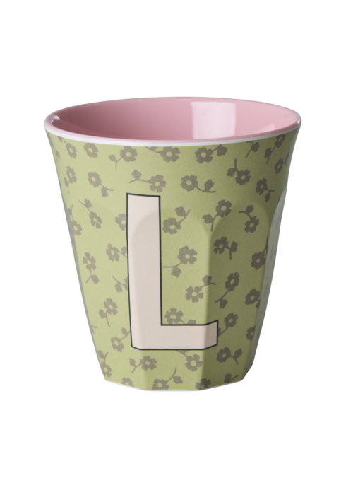 RICE L - Middelgroot Beker - Flowers Soft Green - RICE