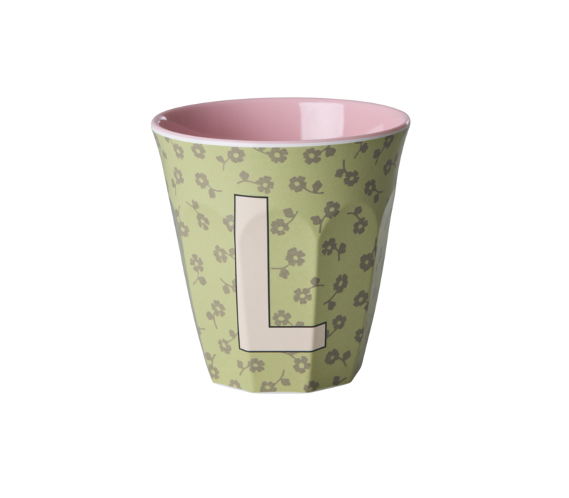 RICE - L - Middelgroot Beker - Flowers Soft Green