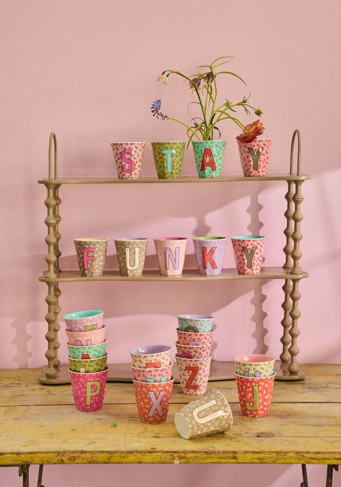 RICE - P - Middelgroot Beker - Flowers Pink