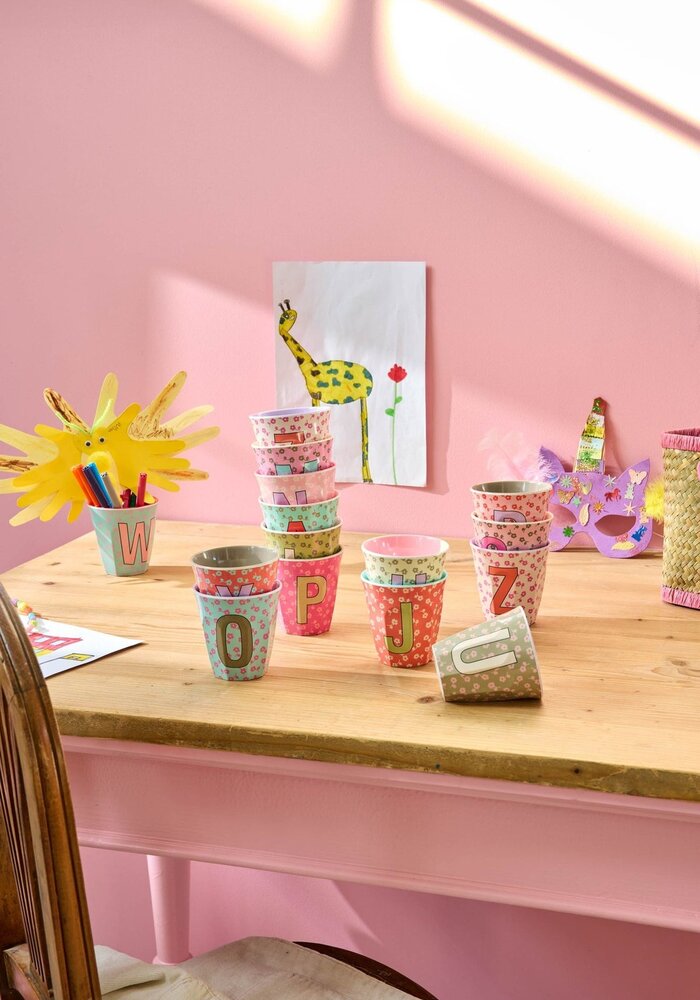 RICE - P - Middelgroot Beker - Flowers Pink