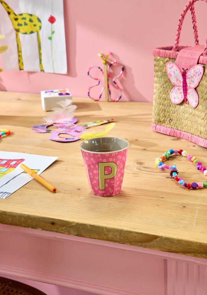 RICE - P - Middelgroot Beker - Flowers Pink