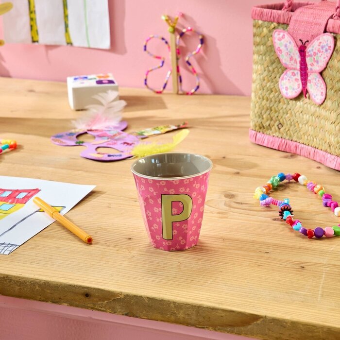 RICE - P - Middelgroot Beker - Flowers Pink