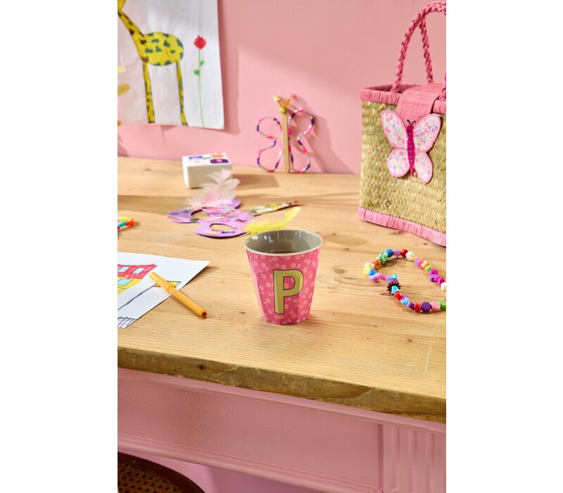 RICE - P - Middelgroot Beker - Flowers Pink