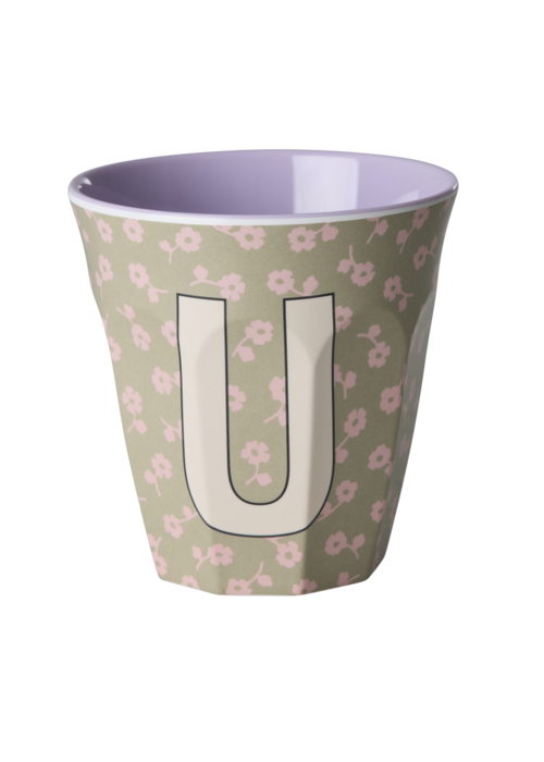 RICE U - Middelgroot Beker - Flowers Dark Sand - RICE