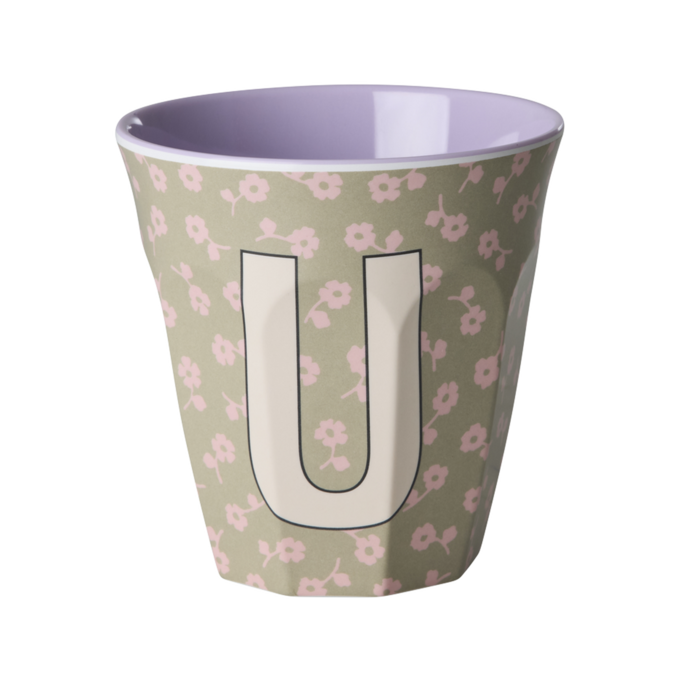 RICE U - Middelgroot Beker - Flowers Dark Sand - RICE