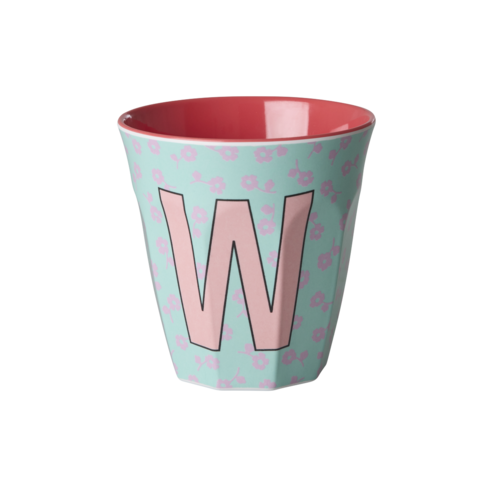 W - Middelgroot Beker - Flowers Soft Blue - RICE 