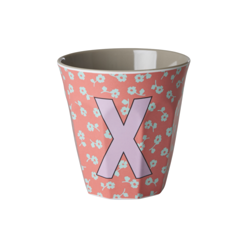 X - Middelgroot Beker - Flowers Coral - RICE 