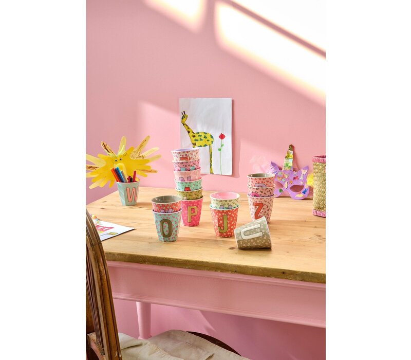RICE - Y - Middelgroot Beker - Flowers Pink