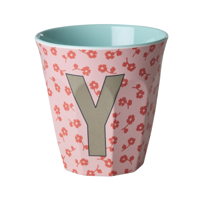 RICE - Y - Middelgroot Beker - Flowers Pink
