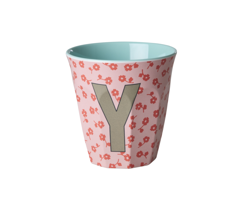 RICE - Y - Middelgroot Beker - Flowers Pink