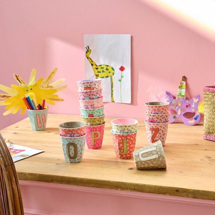 RICE - Z - Middelgroot Beker - Flowers Soft Pink