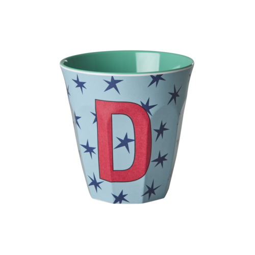 D - Middelgroot Beker - Stars Dusty Blue - RICE 