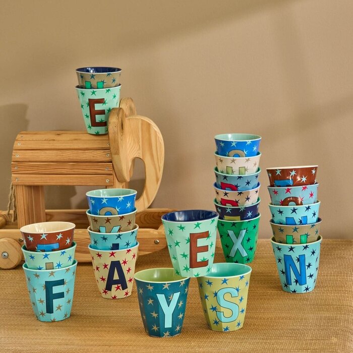 RICE - L - Middelgroot Beker - Stars Soft Blue