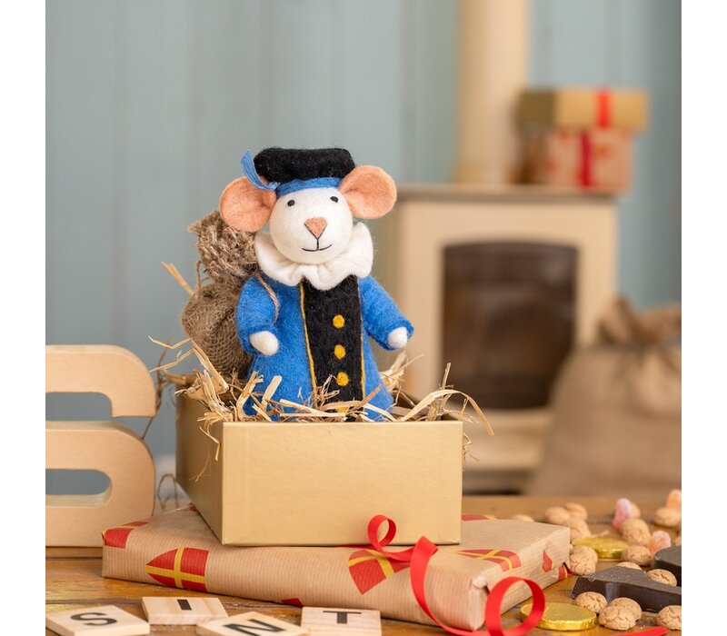 Sjaal met een Verhaal - Decoratie Muis Pietermuis Blauw