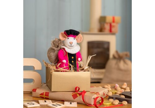 Sjaal met Verhaal Decoratie Muis Pietermuis Fuchsia - Sjaal met een Verhaal