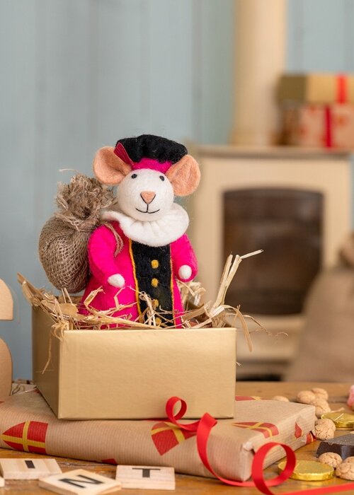 Sjaal met Verhaal Decoratie Muis Pietermuis Fuchsia - Sjaal met een Verhaal