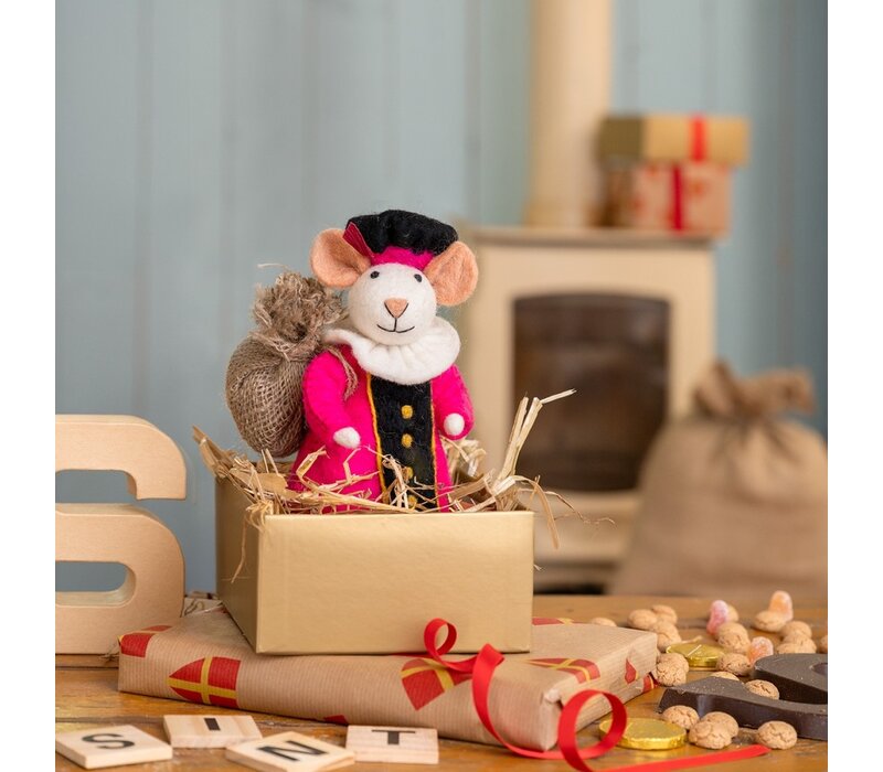 Sjaal met een Verhaal - Decoratie Muis Pietermuis Fuchsia