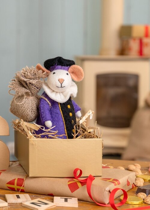 Sjaal met Verhaal Decoratie Muis Pietermuis Paars - Sjaal met een Verhaal