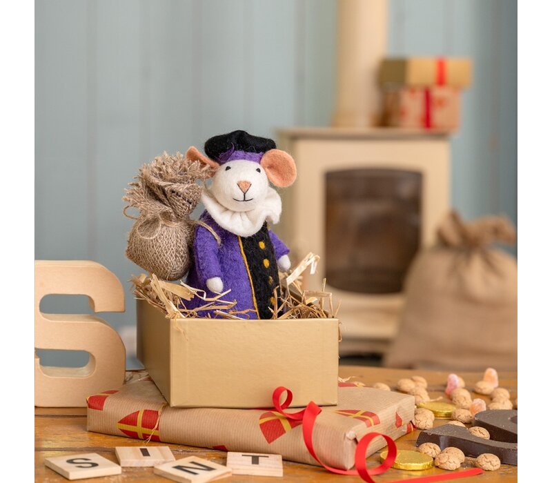 Sjaal met een Verhaal - Decoratie Muis Pietermuis Paars