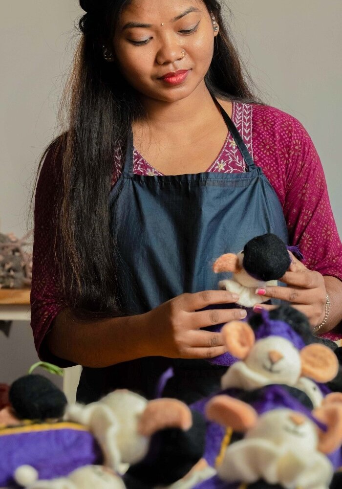 Sjaal met een Verhaal - Decoratie Muis Pietermuis Paars