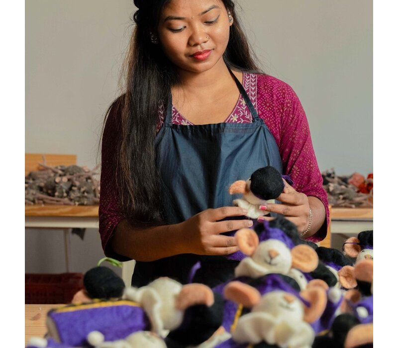 Sjaal met een Verhaal - Decoratie Muis Pietermuis Paars