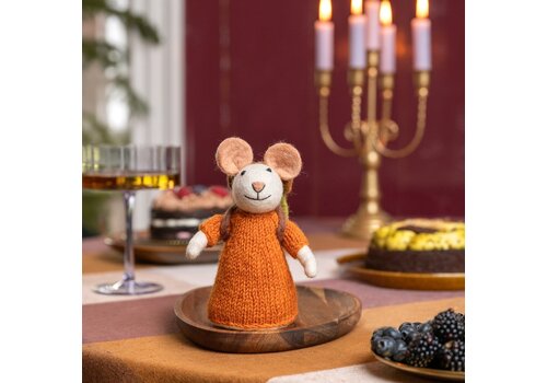 Sjaal met Verhaal Decoratie Muis Wandelaar Cognac - Sjaal met een Verhaal