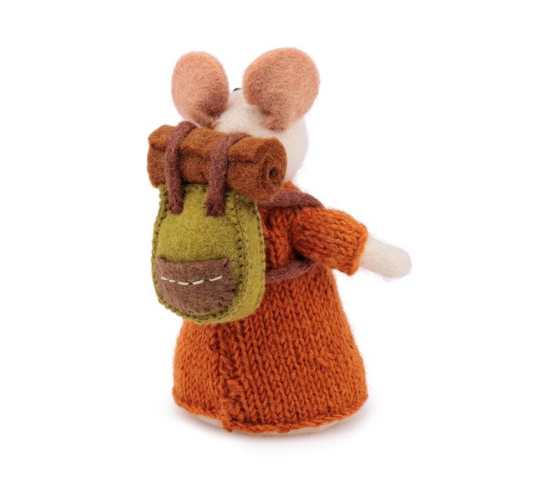 Sjaal met een Verhaal - Decoratie Muis Wandelaar Cognac