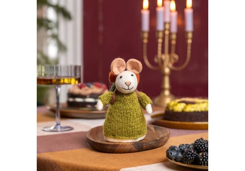 Sjaal met Verhaal Decoratie Muis Wandelaar Lichtgroen - Sjaal met een Verhaal