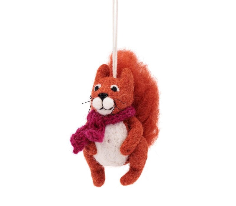 Sjaal met een Verhaal - Hanger Eekhoorn Indian Summer Burgundy