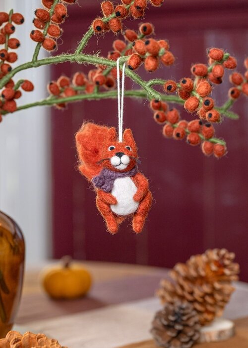 Sjaal met Verhaal Hanger Eekhoorn Indian Summer Paars - Sjaal met een Verhaal