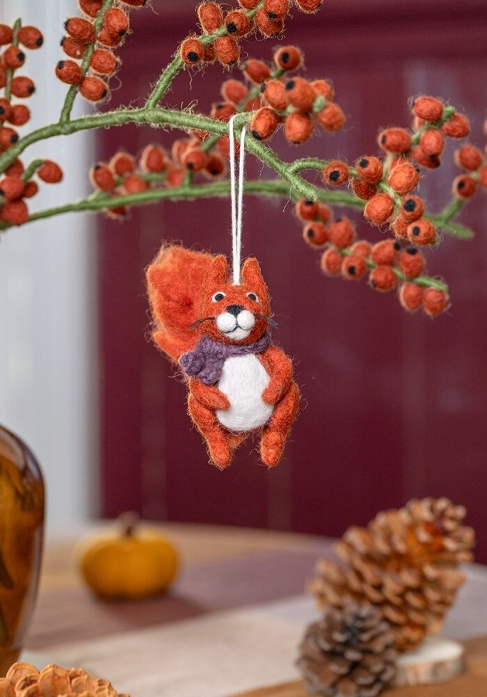 Sjaal met een Verhaal - Hanger Eekhoorn Indian Summer Paars