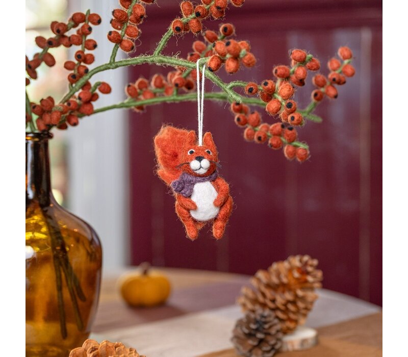 Sjaal met een Verhaal - Hanger Eekhoorn Indian Summer Paars