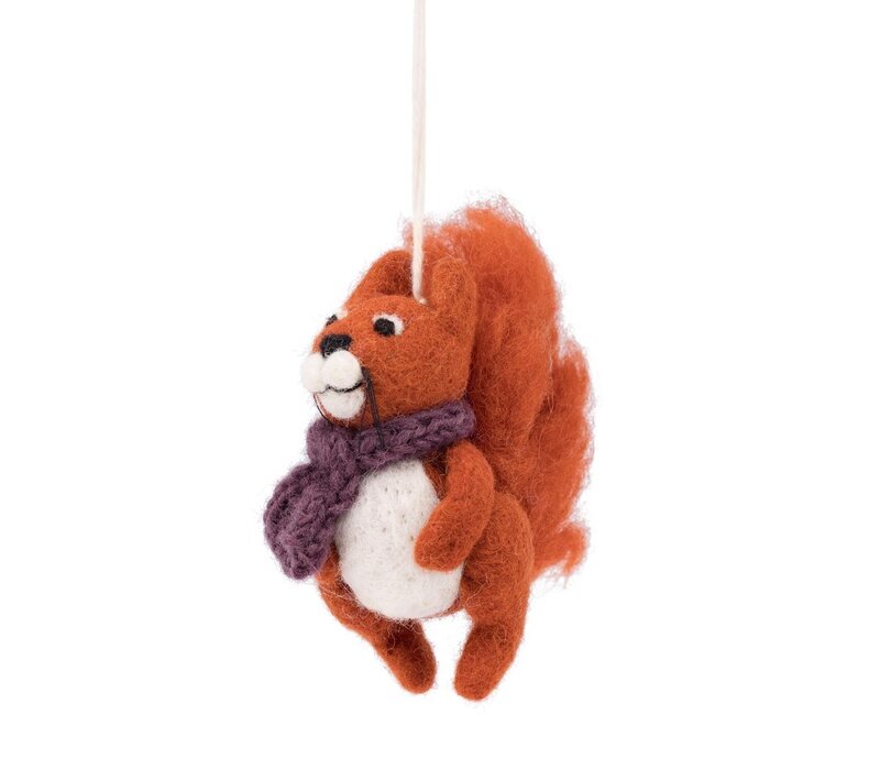 Sjaal met een Verhaal - Hanger Eekhoorn Indian Summer Paars