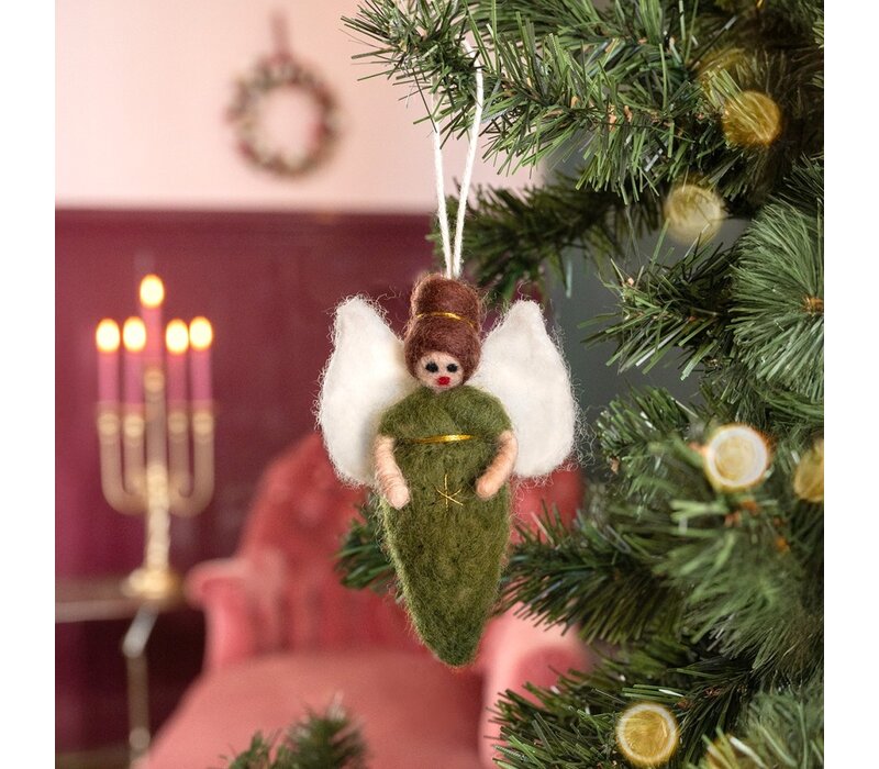 Sjaal met een Verhaal - Hanger Engeltje Mistletoe-Groen