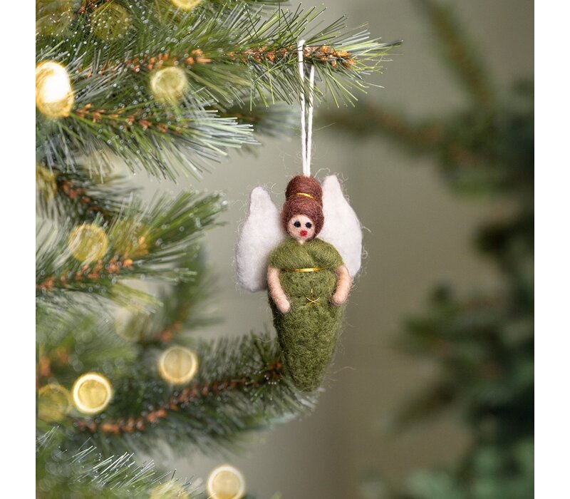 Sjaal met een Verhaal - Hanger Engeltje Mistletoe-Groen