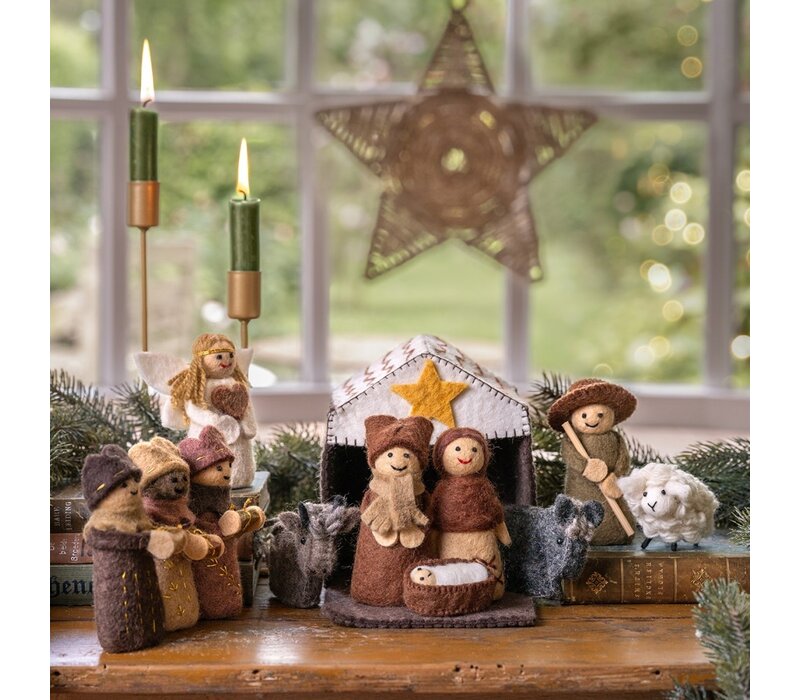 Sjaal met een Verhaal - Kerststal Bruin