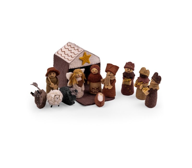 Sjaal met een Verhaal - Kerststal Bruin
