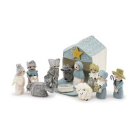 Sjaal met een Verhaal - Kerststal IJsblauw-Wit