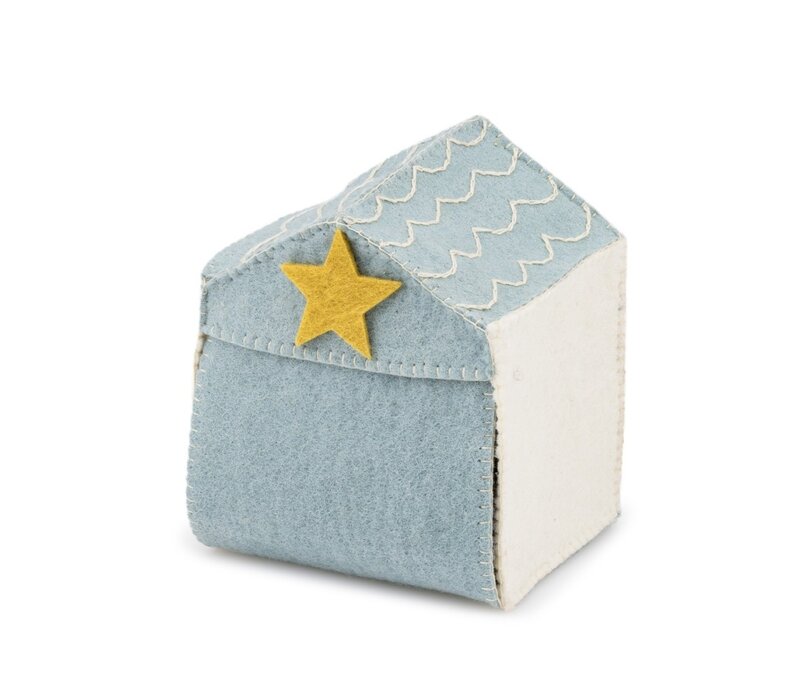 Sjaal met een Verhaal - Kerststal IJsblauw-Wit