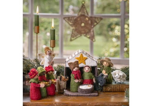 Sjaal met een Verhaal Kerststal Rood-Groen - Sjaal met een Verhaal