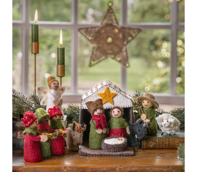 Sjaal met een Verhaal - Kerststal Rood-Groen