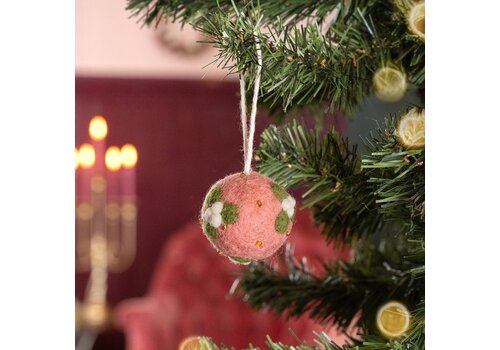 Sjaal met een Verhaal Kerstbal Mistletoe Oudroze Small (3 stuks) - Sjaal met een Verhaal