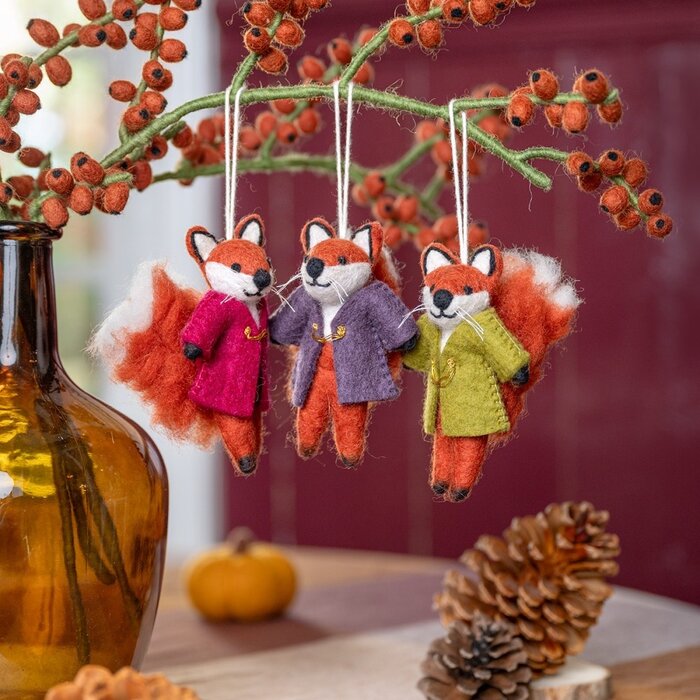 Sjaal met een Verhaal - Hanger Vos Indian Summer Burgundy