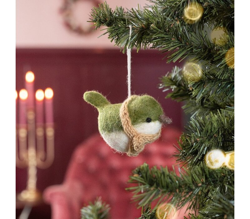Sjaal met een Verhaal - Hanger Vogeltje Mistletoe Groen