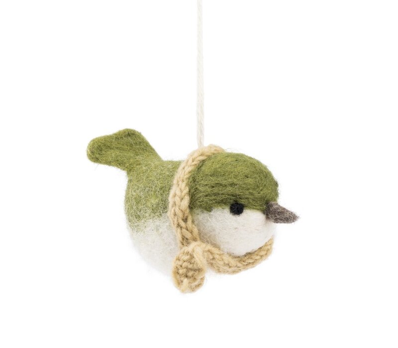 Sjaal met een Verhaal - Hanger Vogeltje Mistletoe Groen