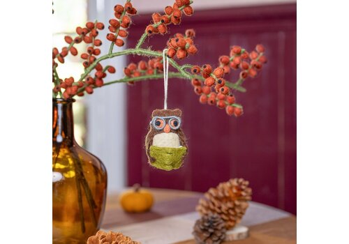 Sjaal met Verhaal Hanger Uil met Lichtgroen Boek - Sjaal met een Verhaal